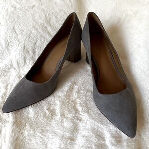 14th & Union - Chunky Heel Pumps - Vegan Suede Grey Size 8